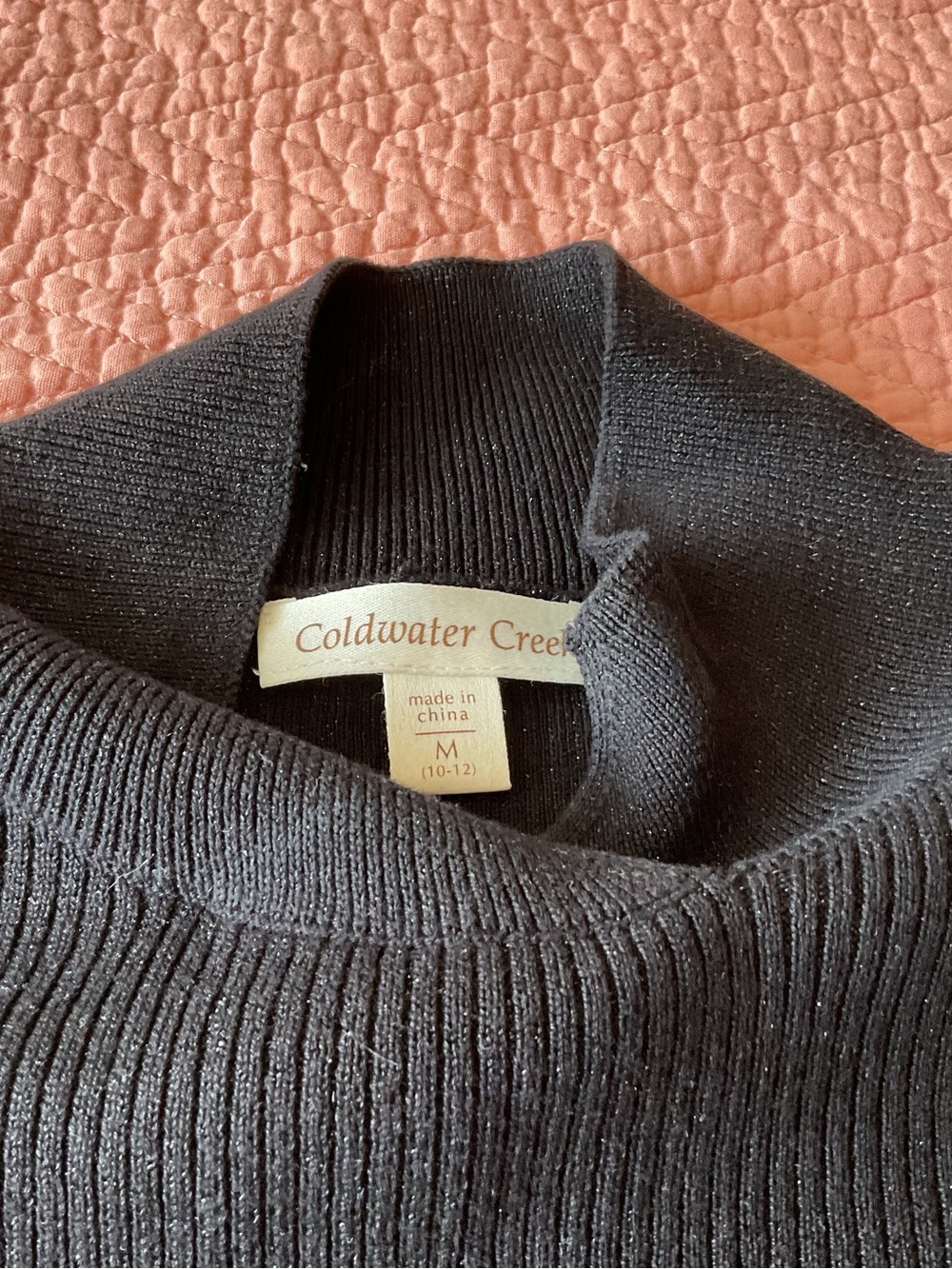 Coldwater Creek Black Ribbed Sleeveless Mock Neck Shell, silk - Picture 5 of 10